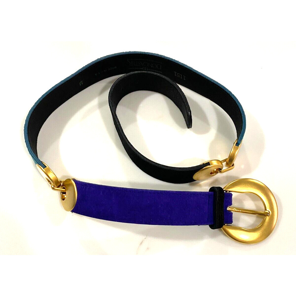 Doncaster Suede Purple Teal Disco Belt Size Gold Hardware Medium Made In USA